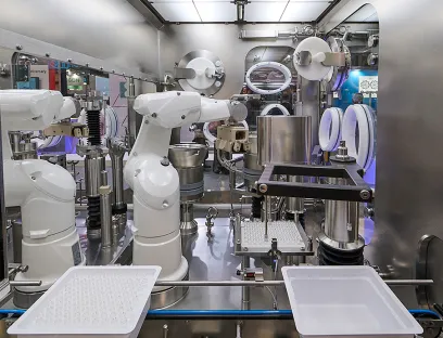 A look inside Steriline's new filling machine, which combines robots, magnetic levitation technology, and a double-walled insulation system, Photo: Steriline A look inside Steriline's new filling machine, which combines robots, magnetic levitation technology, and a double-walled insulation system