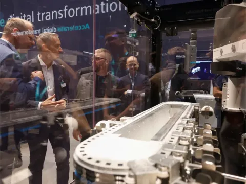 The Siemens Super Trak Conveyance compact magnetic conveyor was designed for leaner manufacturing automation and was showcased at the latest SPS trade show